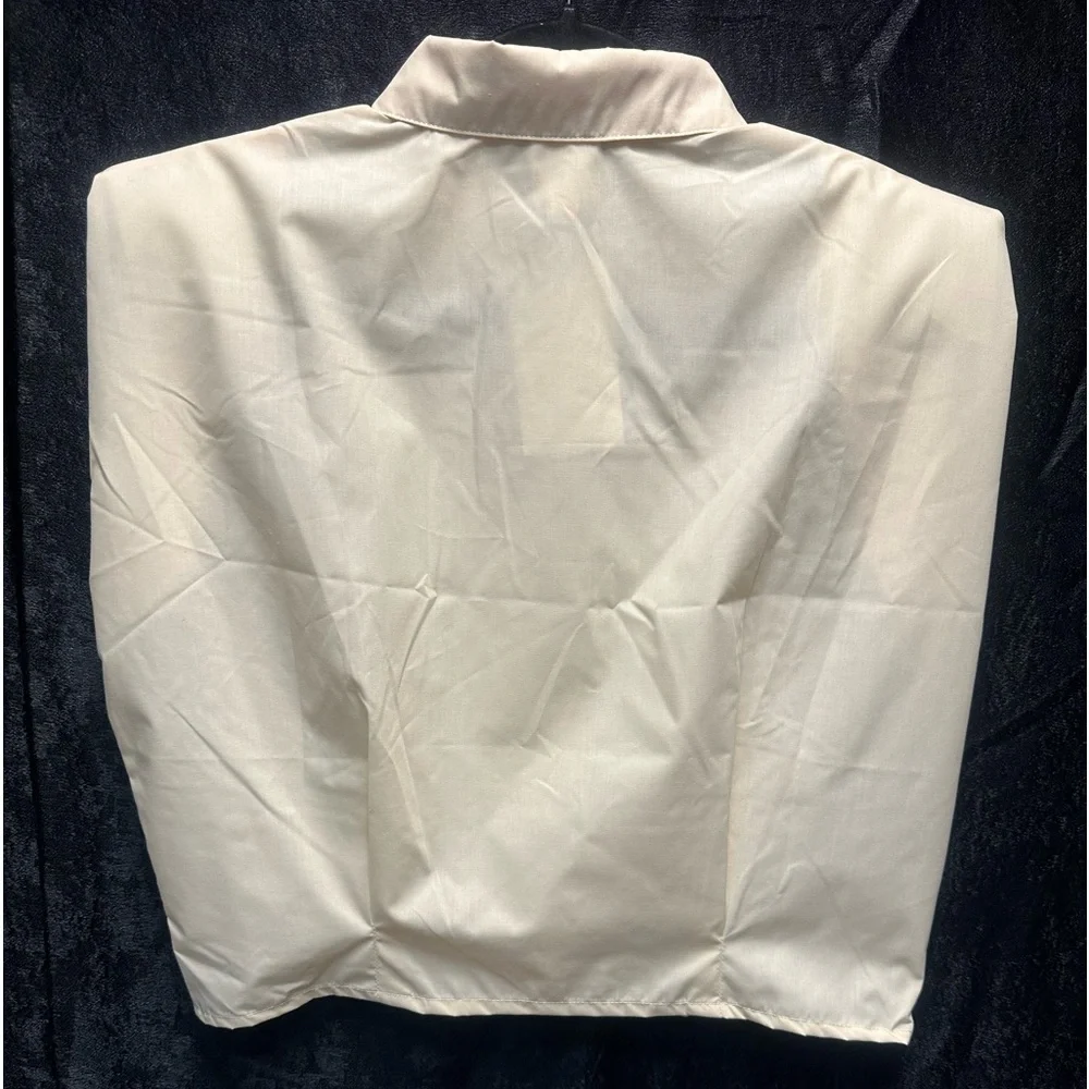 Cream Cropped Muscle Top with Collar - Picture 2 of 2